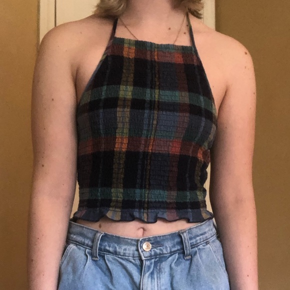 American Eagle Outfitters Tops - Plaid cropped halter top
